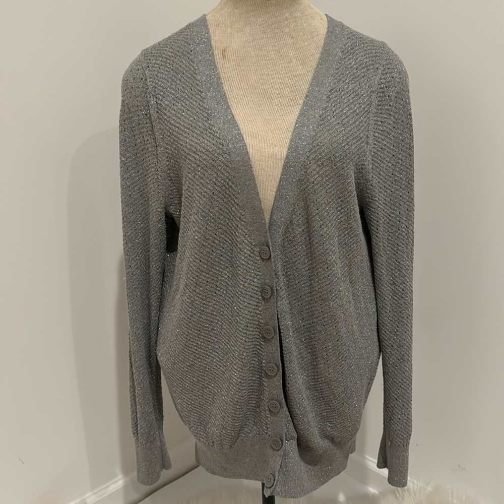 Lane Bryant Grey and silver cardigan sweater Size 14